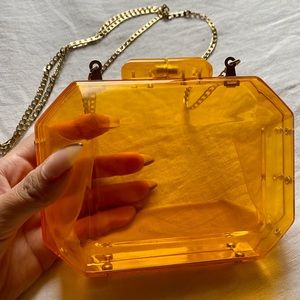 Zara orange lucite clutch
